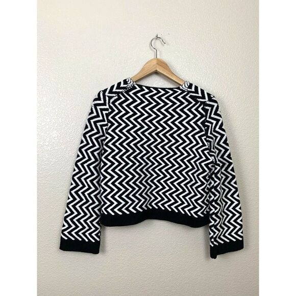 Maje Miami Knit Cropped Cardigan Chevron Zigzag 3 - Picture 9 of 10
